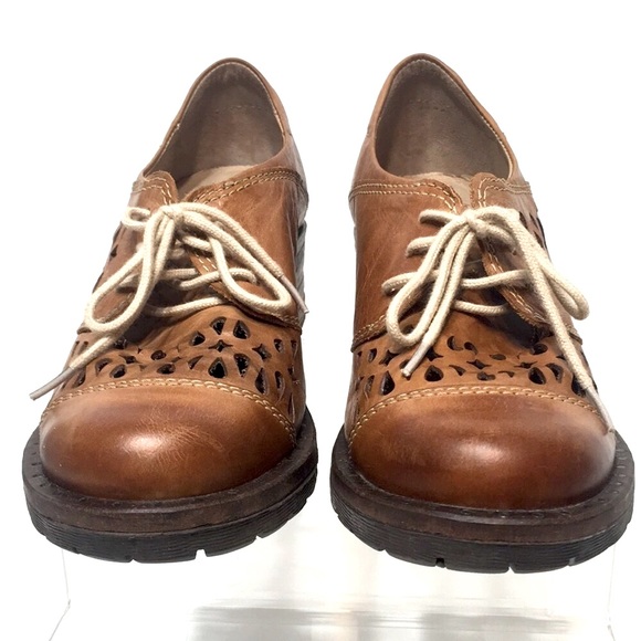 Dromedaris oxford laser cut out block heel EU36 Kaya tan brown - Picture 4 of 16